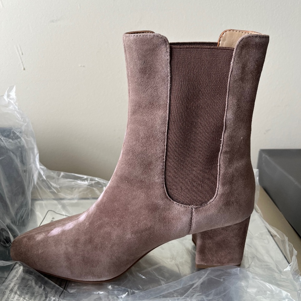 New! Ann Taylor High Shaft Suede Heeled Bootie